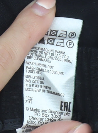 Marks and Spencer Womens Black Regular Fit Lyocell Blend Trousers Size 18