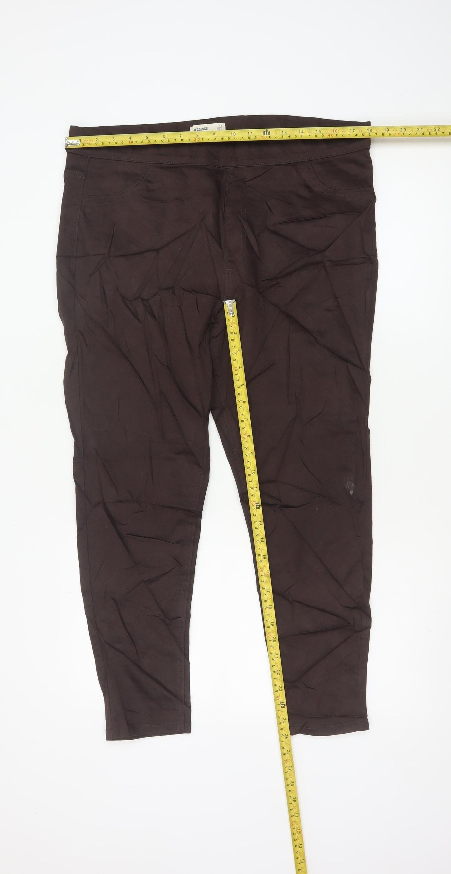 Marks and Spencer Women Brown Jegging Trousers Size 18 Stretch Twill