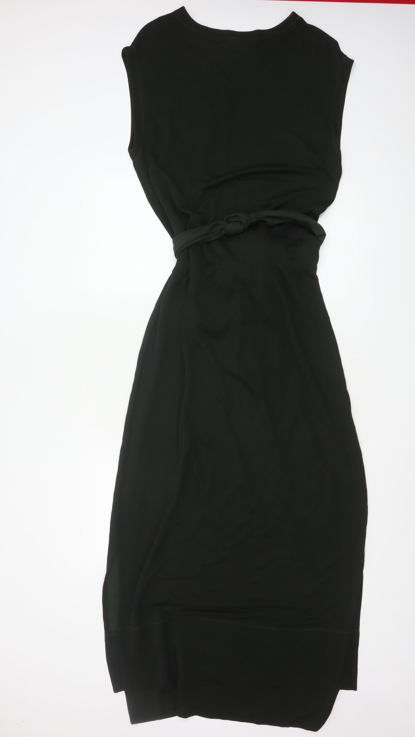 ME+EM Women's Black Midi Shift Belted Sleeveless Dress Size 14
