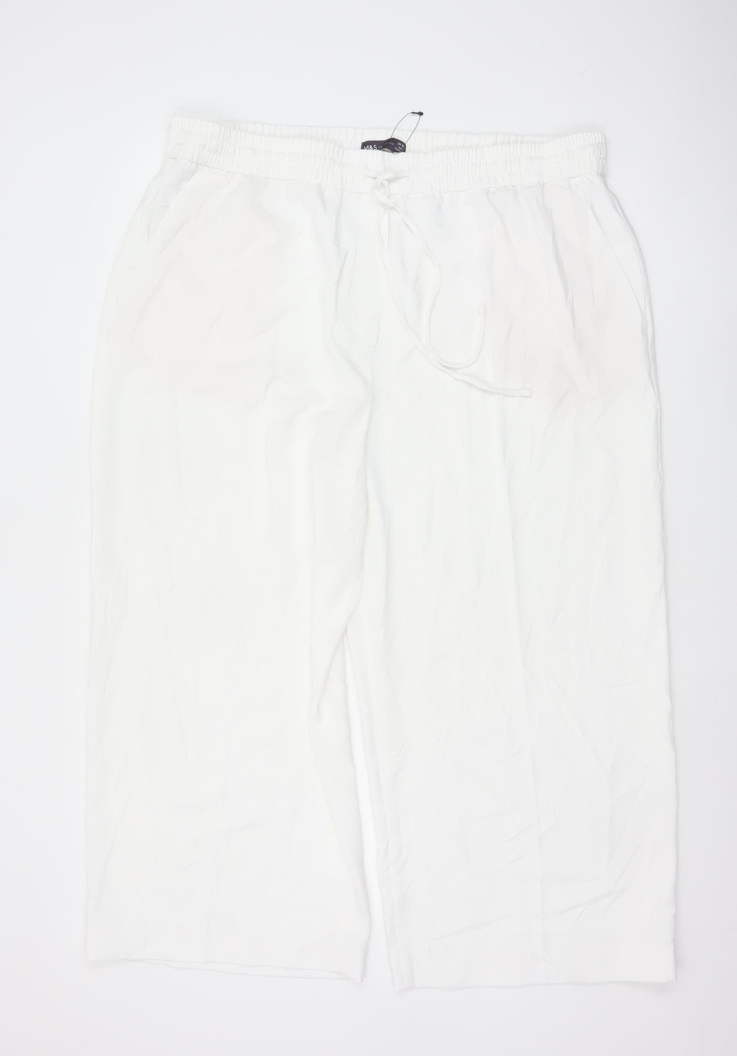 Marks and Spencer Women Ivory Wide-Leg Trousers Size 20