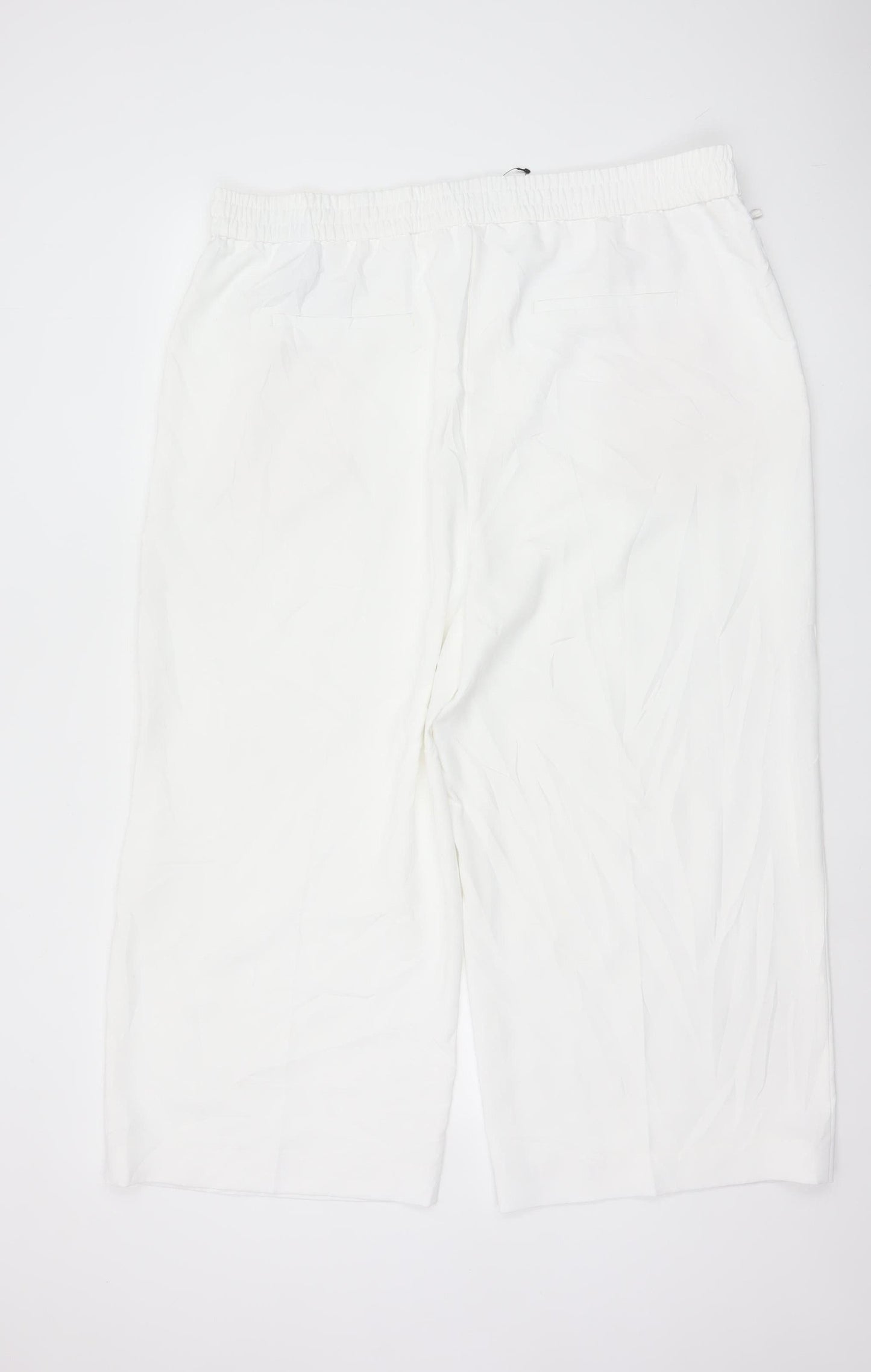 Marks and Spencer Women Ivory Wide-Leg Trousers Size 20