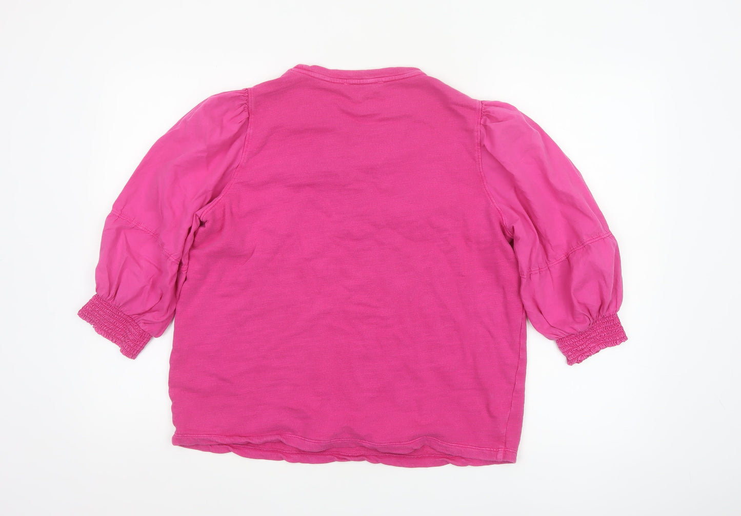 Marks and Spencer Womens Pink Puff Sleeve Cotton T-Shirt Size 14