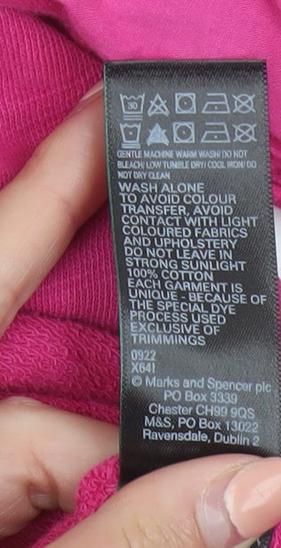 Marks and Spencer Womens Pink Puff Sleeve Cotton T-Shirt Size 14
