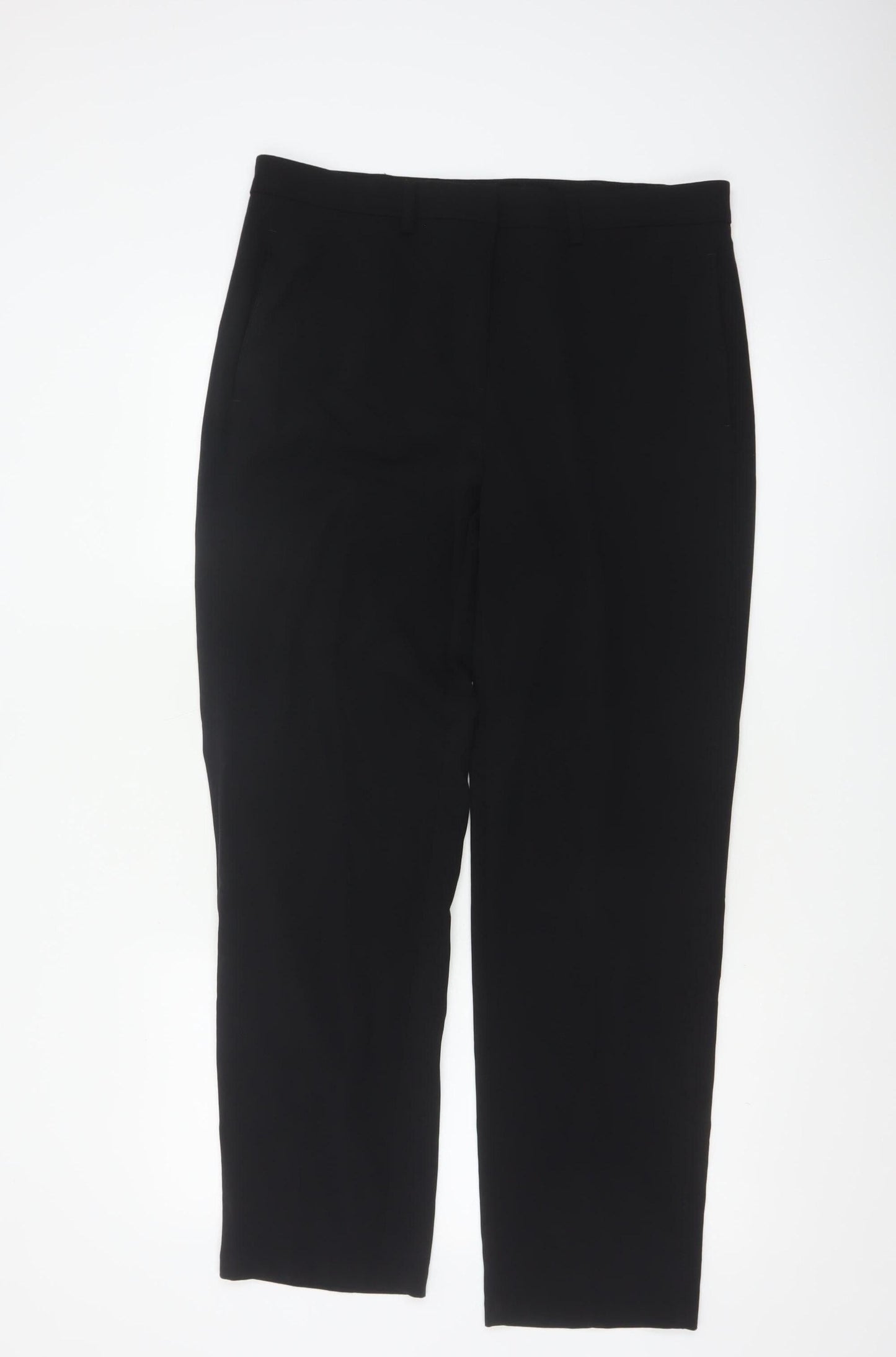 Marks and Spencer Women Black Regular Fit Straight Leg Trousers Size 14