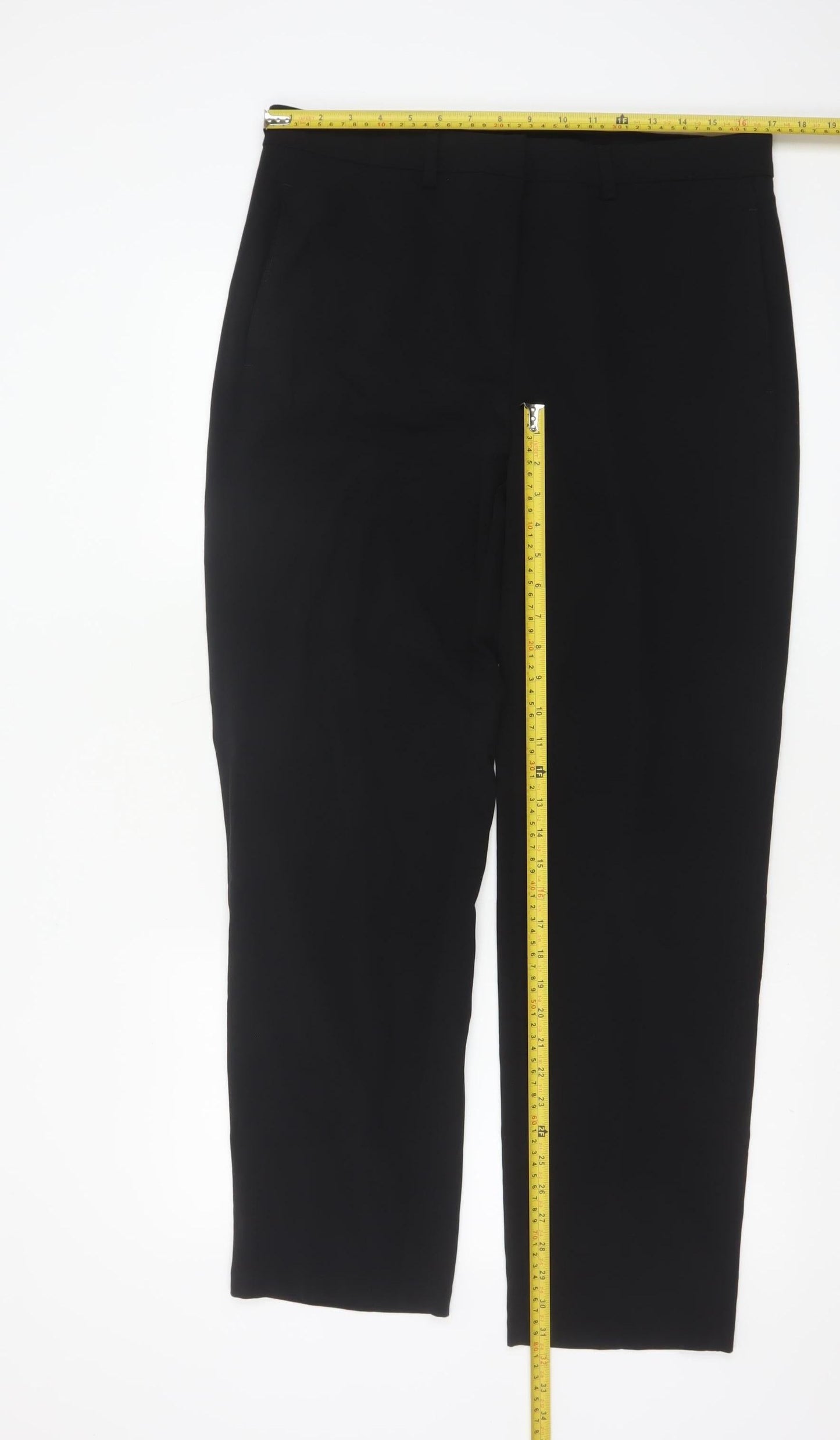 Marks and Spencer Women Black Regular Fit Straight Leg Trousers Size 14