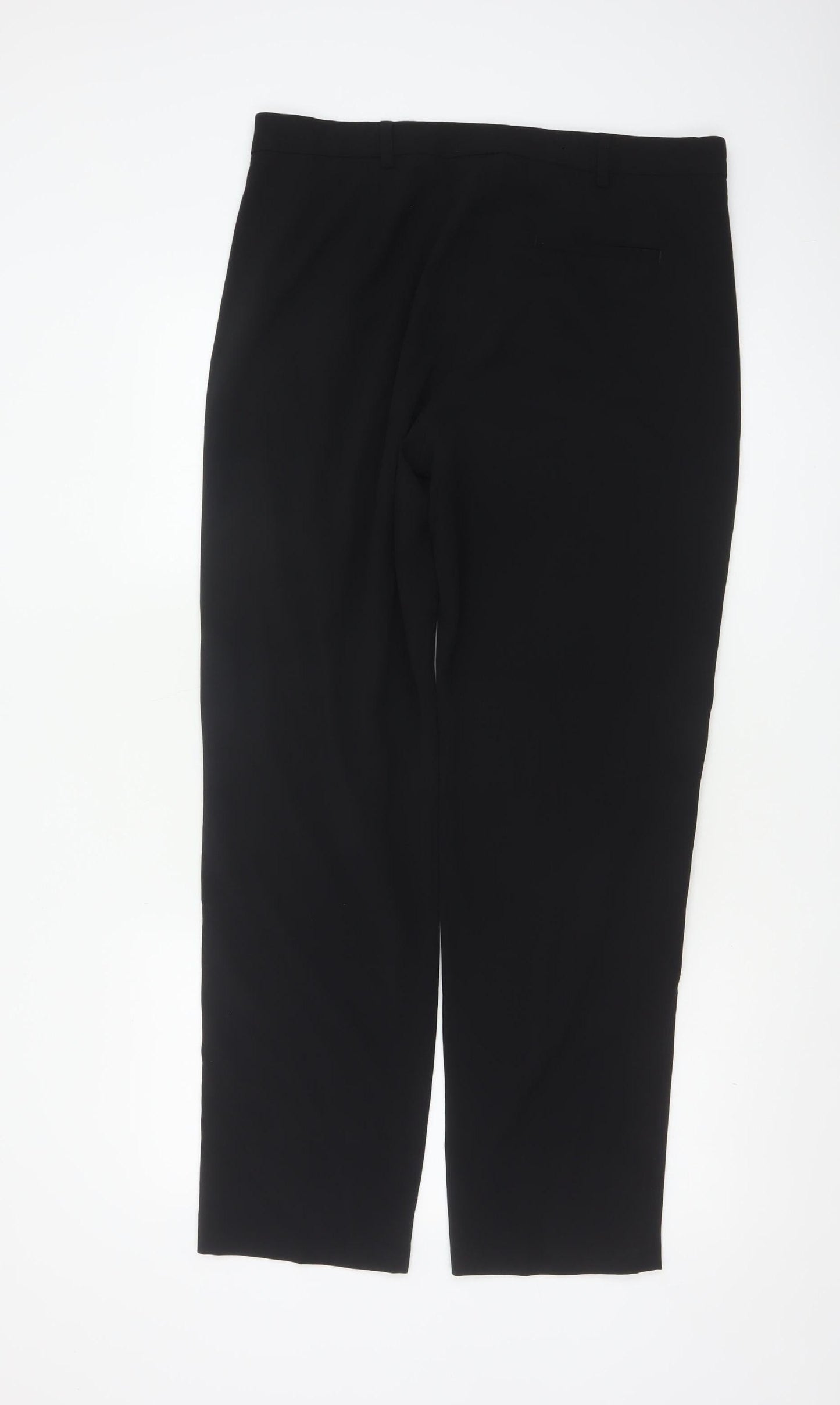 Marks and Spencer Women Black Regular Fit Straight Leg Trousers Size 14