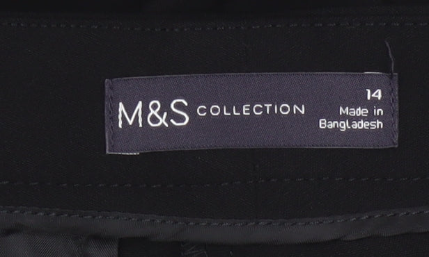 Marks and Spencer Women Black Regular Fit Straight Leg Trousers Size 14