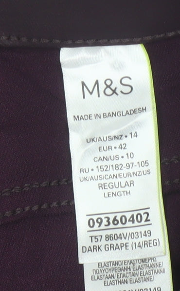 Marks and Spencer Women’s Dark Grape Jeggings Size 14 Regular Fit Stretch Mid Rise