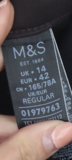 Marks and Spencer Women Brown Size 14 Straight Stretch Trousers