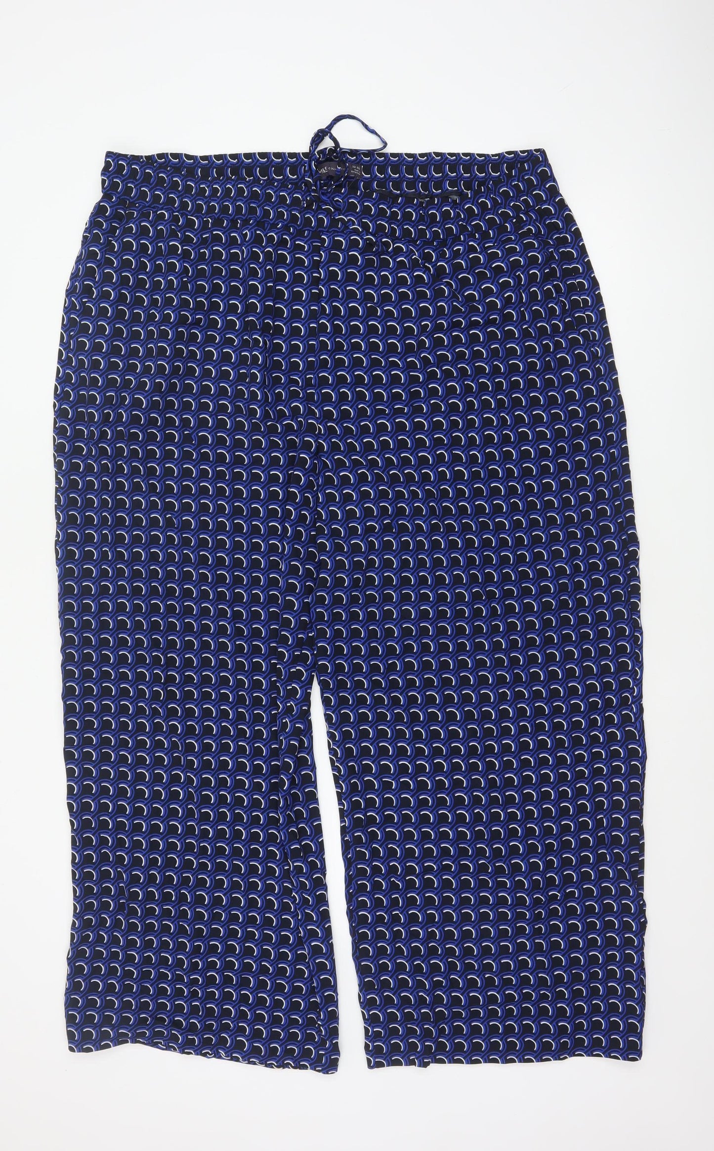 Marks and Spencer Women's Blue Geometric Cropped Trousers Size 12
