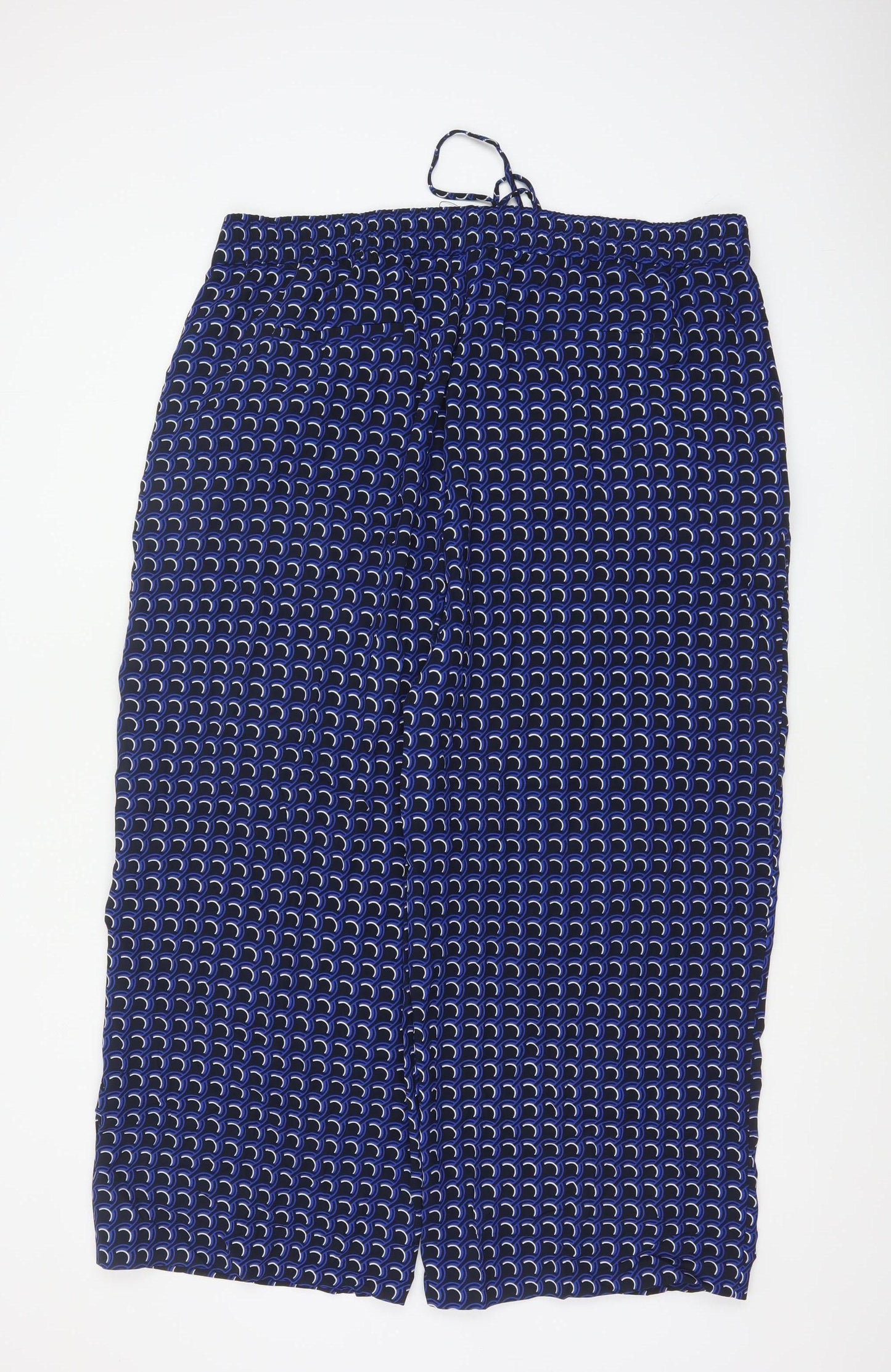 Marks and Spencer Women's Blue Geometric Cropped Trousers Size 12