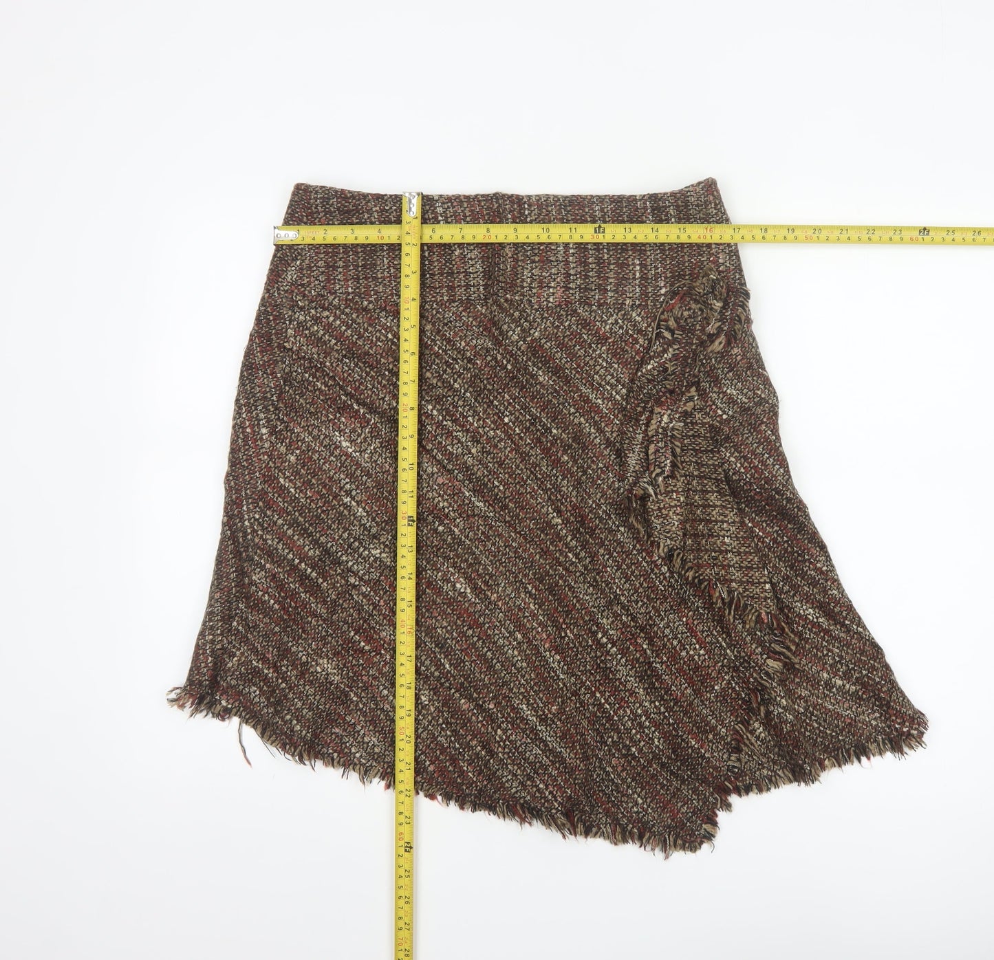 Morgan de Toi Women’s Brown Tweed Wrap Skirt Size 12