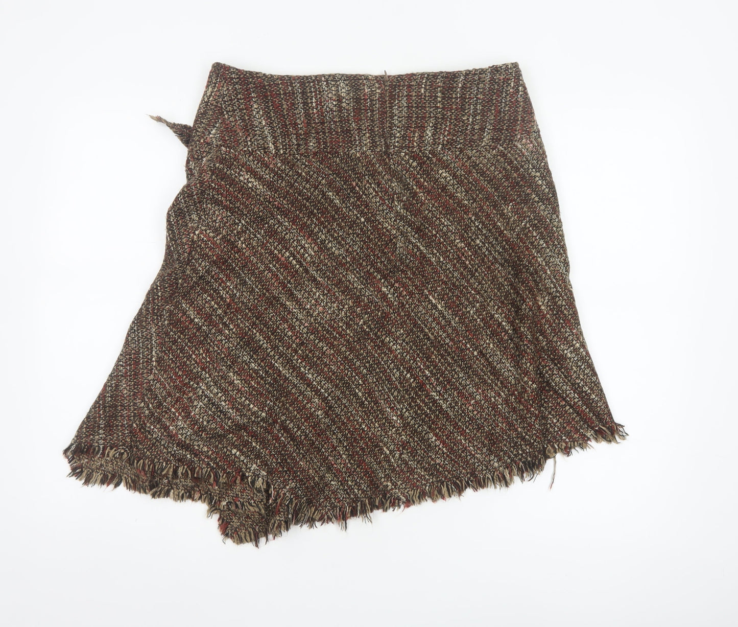 Morgan de Toi Women’s Brown Tweed Wrap Skirt Size 12