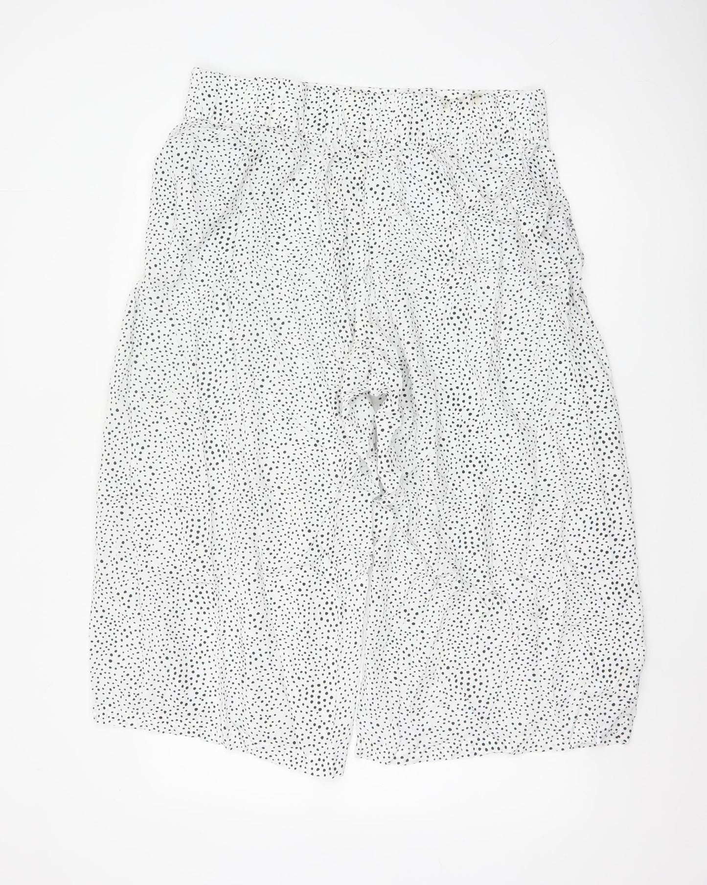 Marks and Spencer Women White Polka Dot Cropped Wide-Leg Trousers Size 16