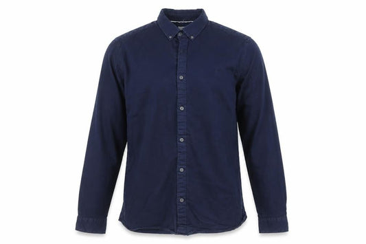 River Island Men's Blue Slim Fit Button-Down Cotton Shirt M