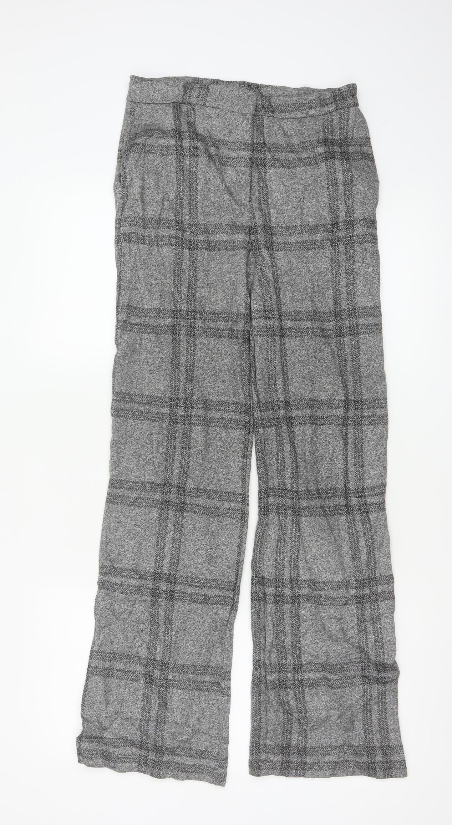 Next Women’s Grey Check Wide-Leg Trousers Size 6
