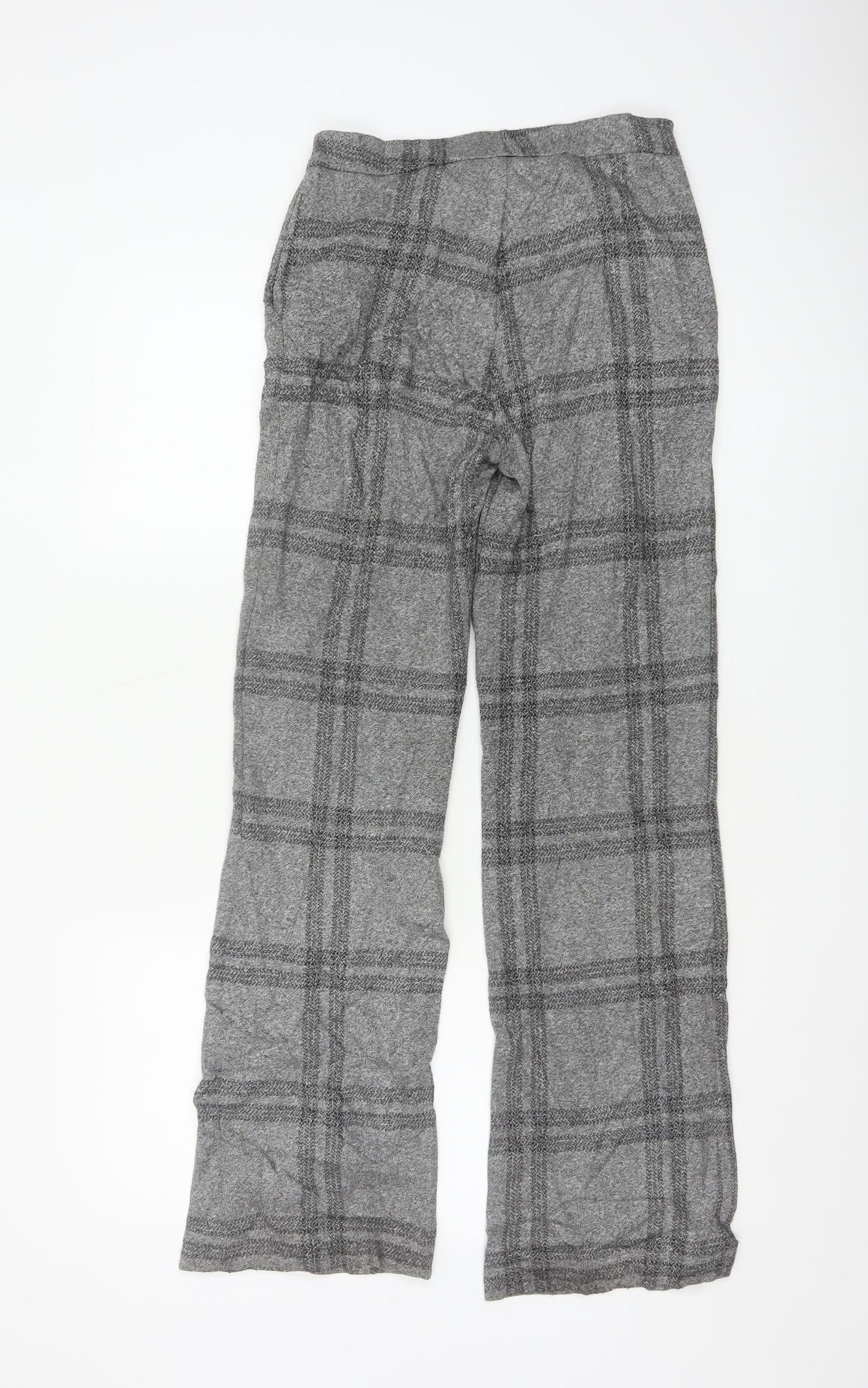 Next Women’s Grey Check Wide-Leg Trousers Size 6