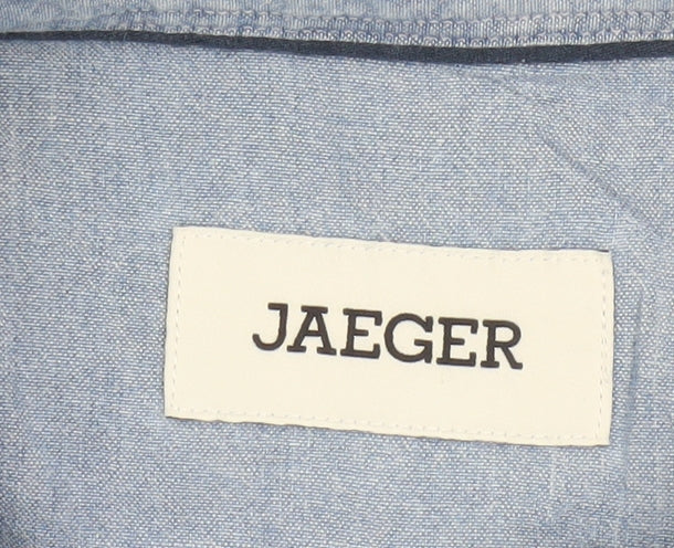 Jaeger Men's Blue Cotton Short Sleeve Button-Up Shirt Size L