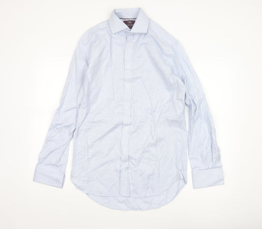 Marks and Spencer Men's Blue Regular Fit Luxury Cotton Dress Shirt 14.5”