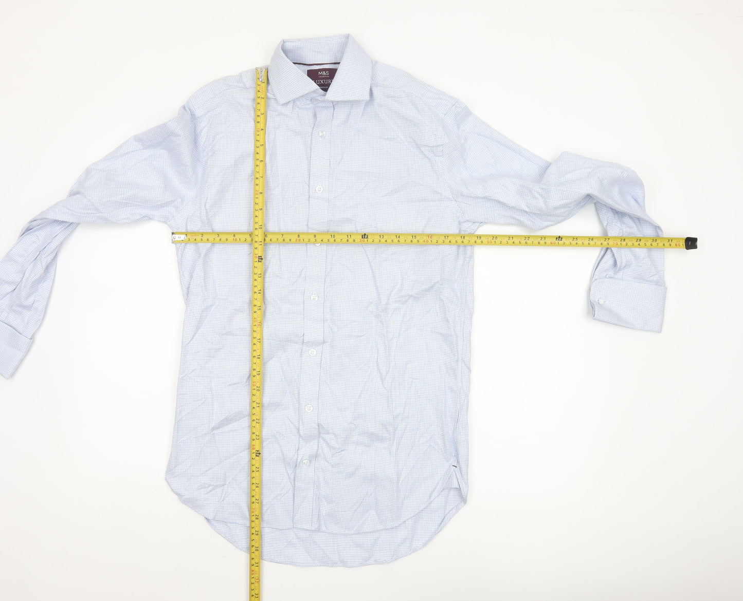 Marks and Spencer Men's Blue Regular Fit Luxury Cotton Dress Shirt 14.5”