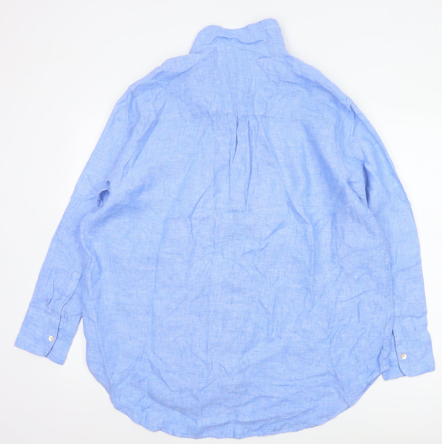 Marks and Spencer Women’s Blue Pure Linen Long Sleeve Button-Up Shirt Size 14