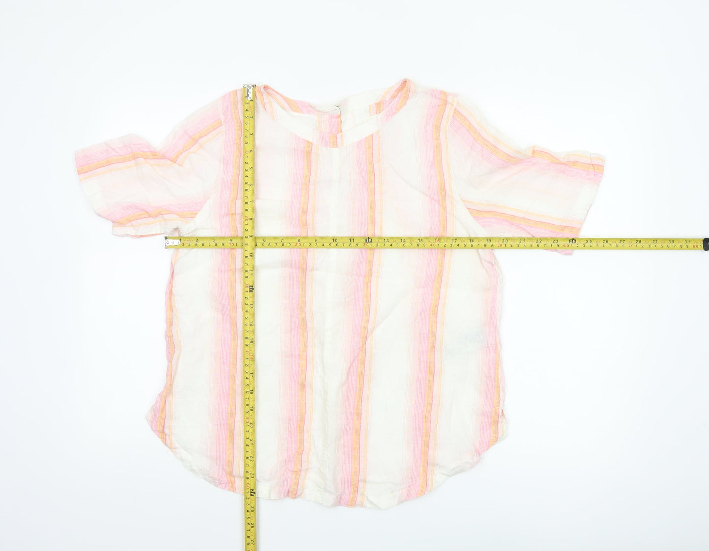 Marks and Spencer Women’s Multicoloured Linen Striped Tunic Blouse Size 12