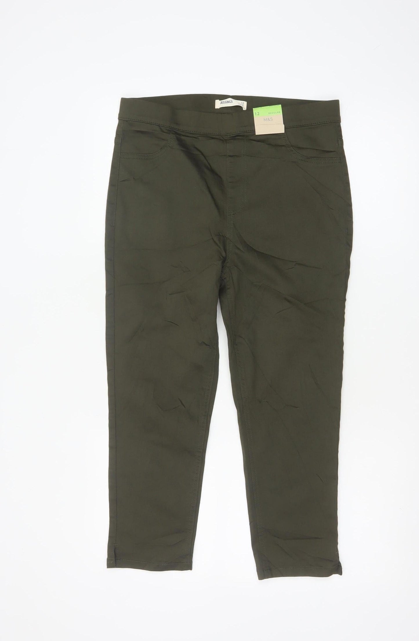 Marks and Spencer Womens Green Size 12 Jegging Trousers Regular Fit
