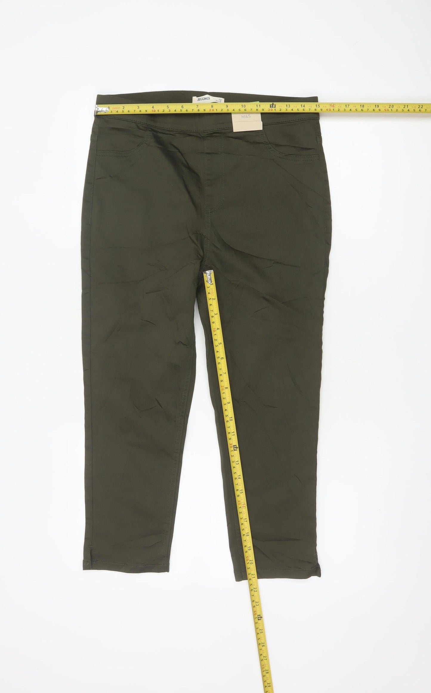 Marks and Spencer Womens Green Size 12 Jegging Trousers Regular Fit