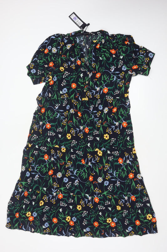 Marks and Spencer Women's Petite Floral Midi A-Line Dress Size 8