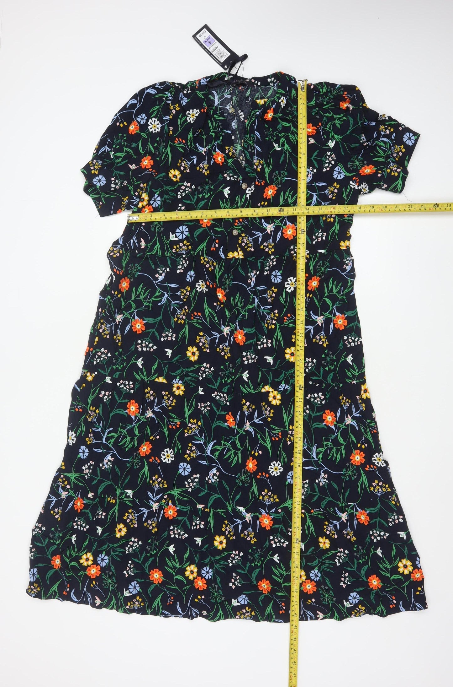 Marks and Spencer Women's Petite Floral Midi A-Line Dress Size 8