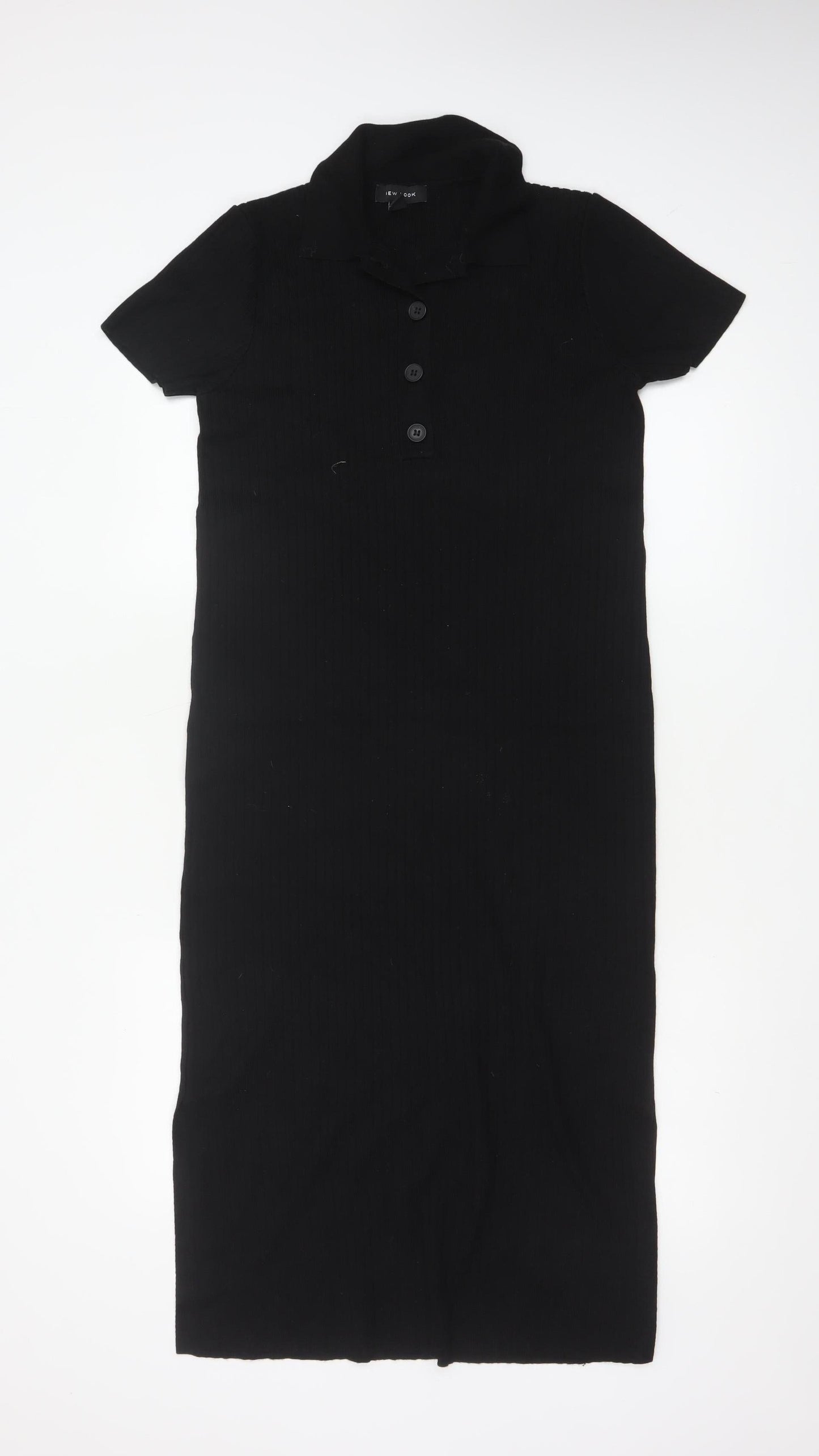 New Look Women's Black Collared Bodycon Midi Dress Size 8