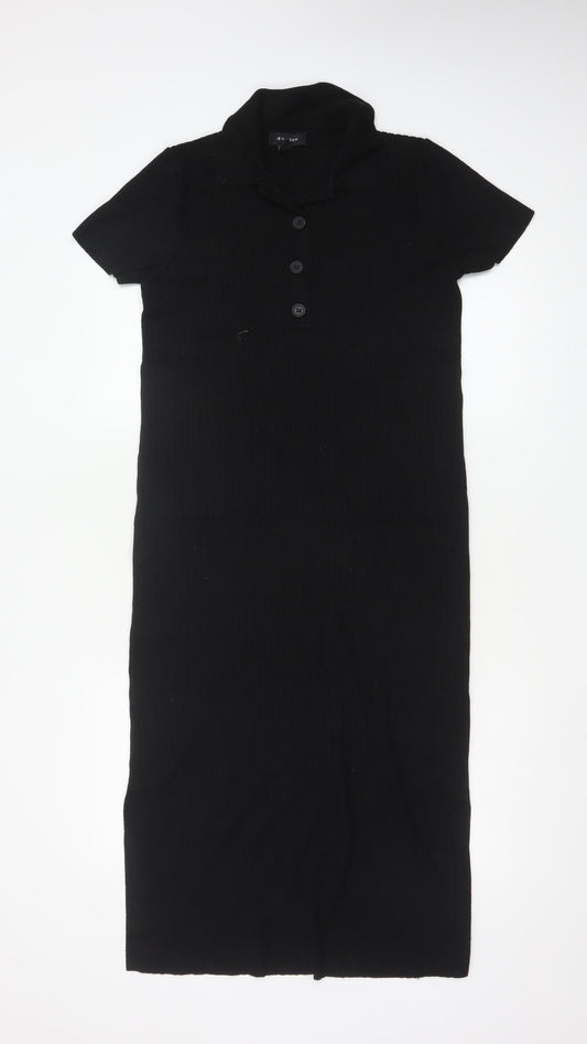 New Look Women's Black Collared Bodycon Midi Dress Size 8