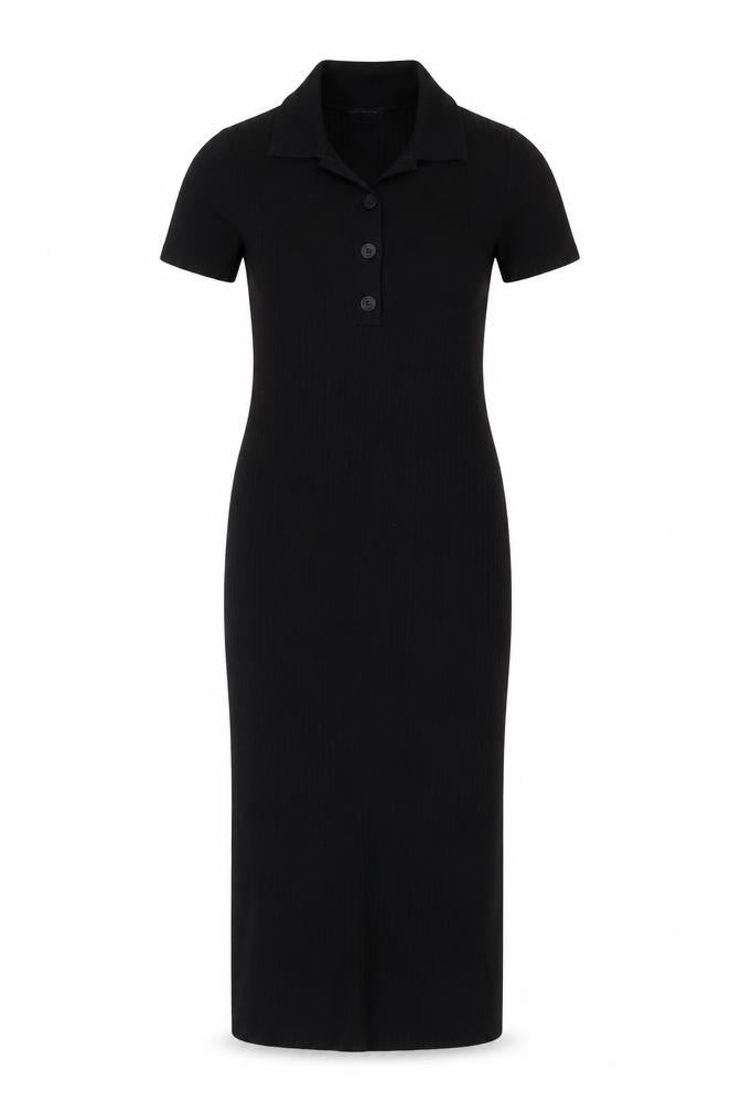 New Look Women's Black Collared Bodycon Midi Dress Size 8
