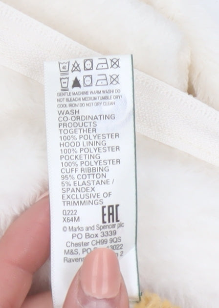 Marks and Spencer Women Ivory Bear Fleece Hooded Onesie S
