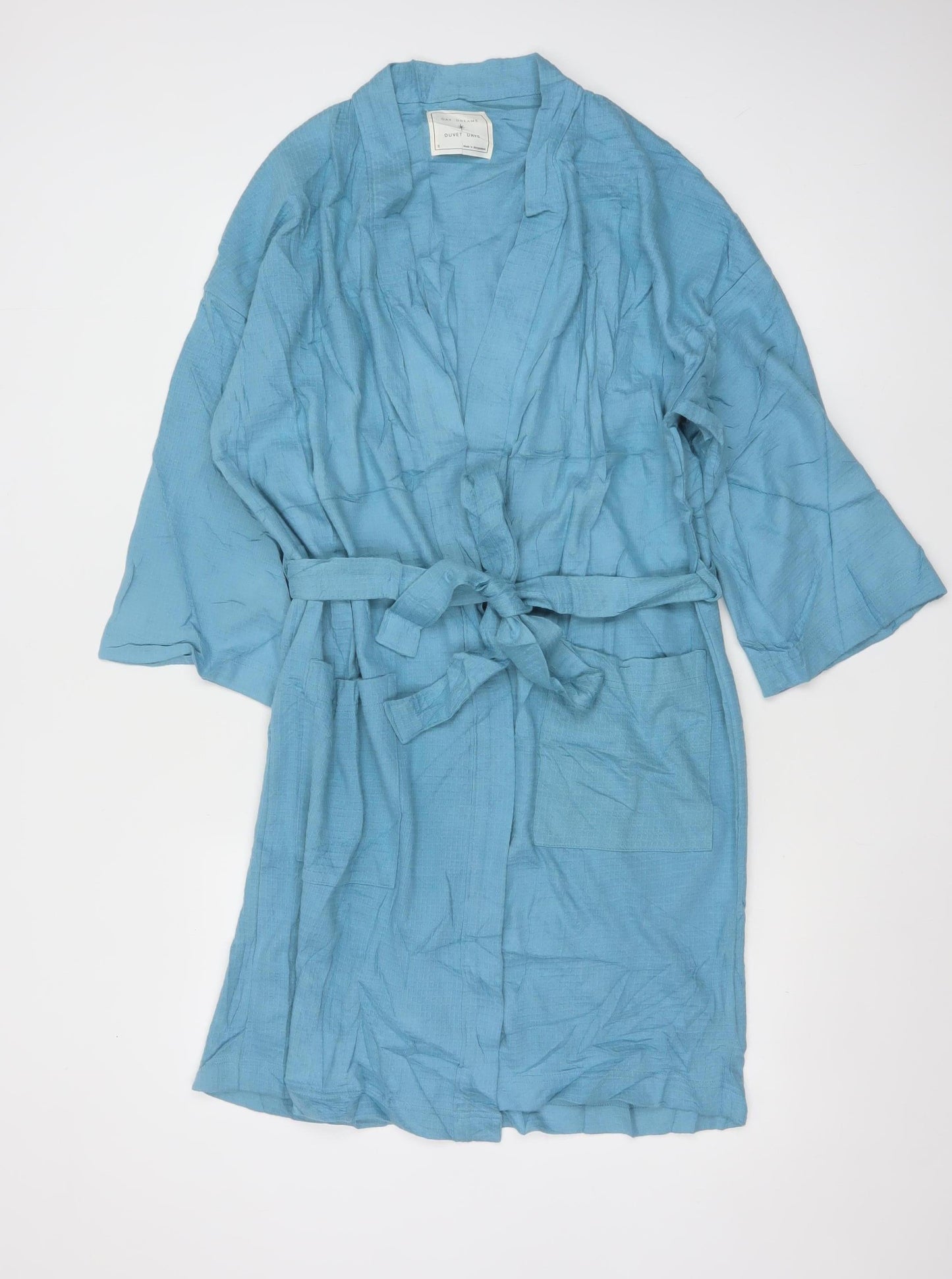 Day Dreams Duvet Days Womens Blue Cotton Kimono Robe Size S