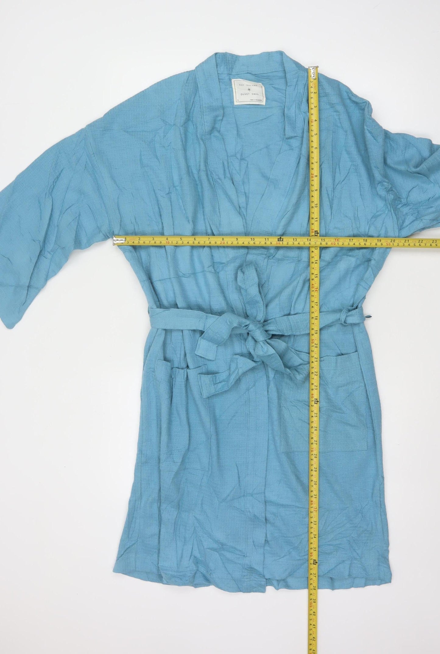 Day Dreams Duvet Days Womens Blue Cotton Kimono Robe Size S