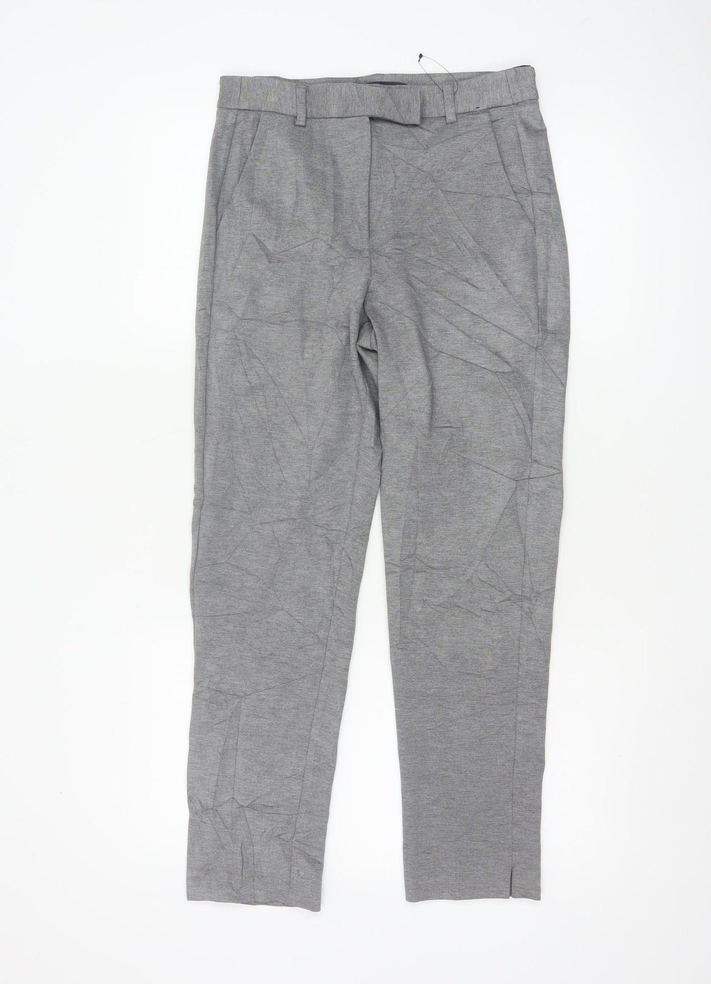 Marks and Spencer Womens Grey Size 8 Short Slim Fit Jersey Trousers