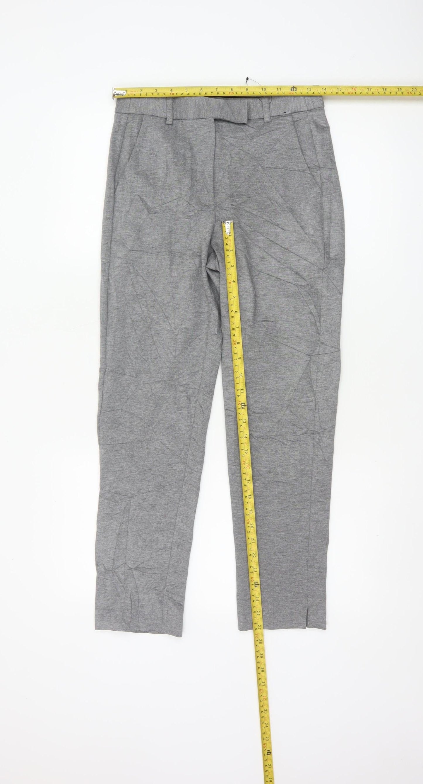 Marks and Spencer Womens Grey Size 8 Short Slim Fit Jersey Trousers