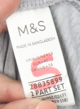 Marks and Spencer Women's Grey Size 18 Basic Short Sleeve T-Shirt