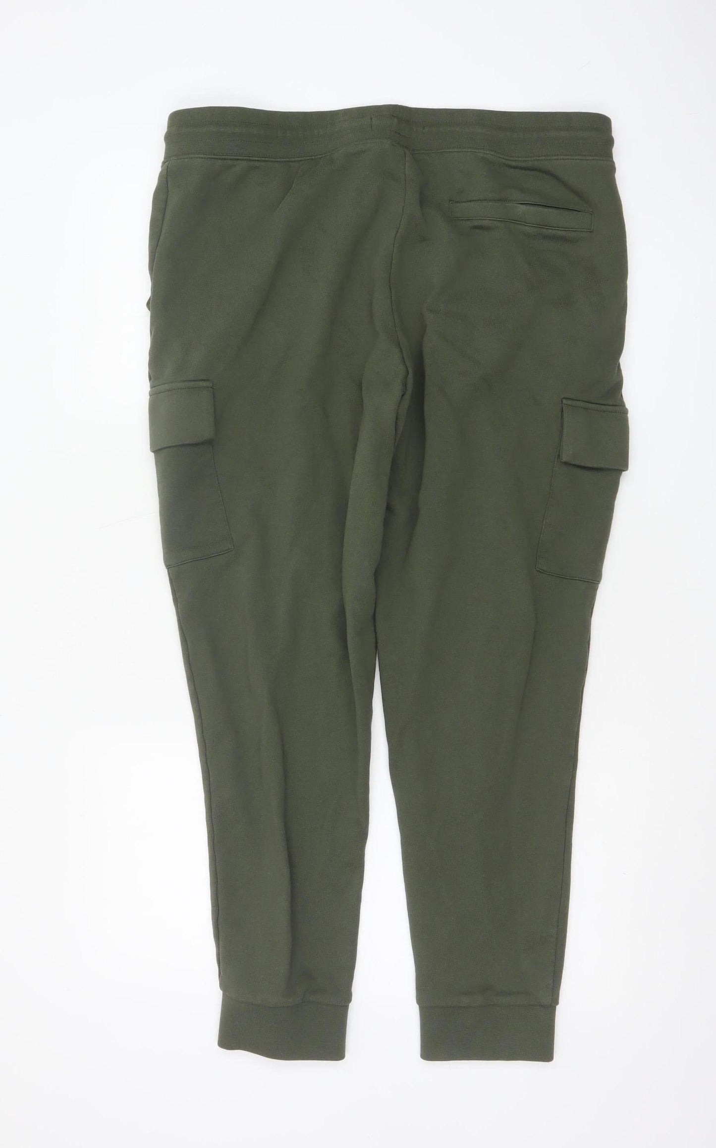 Marks and Spencer Men's Green Cargo Jogger Trousers L Regular Fit