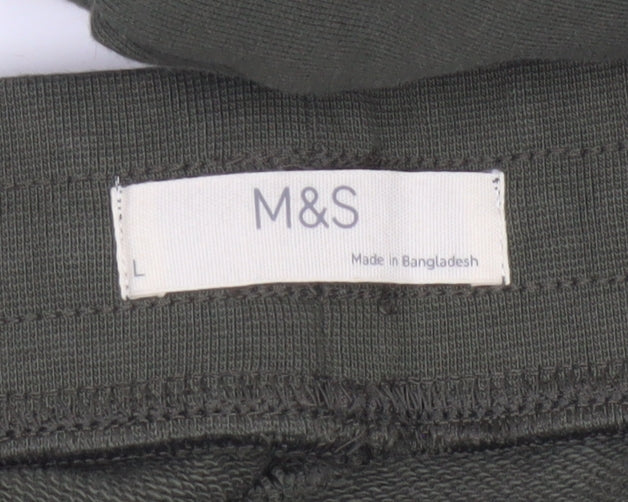 Marks and Spencer Men's Green Cargo Jogger Trousers L Regular Fit