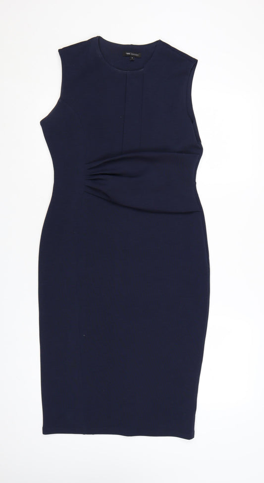 Next Women Blue Size 10 Sheath Ruched Knee Length Sleeveless Dress