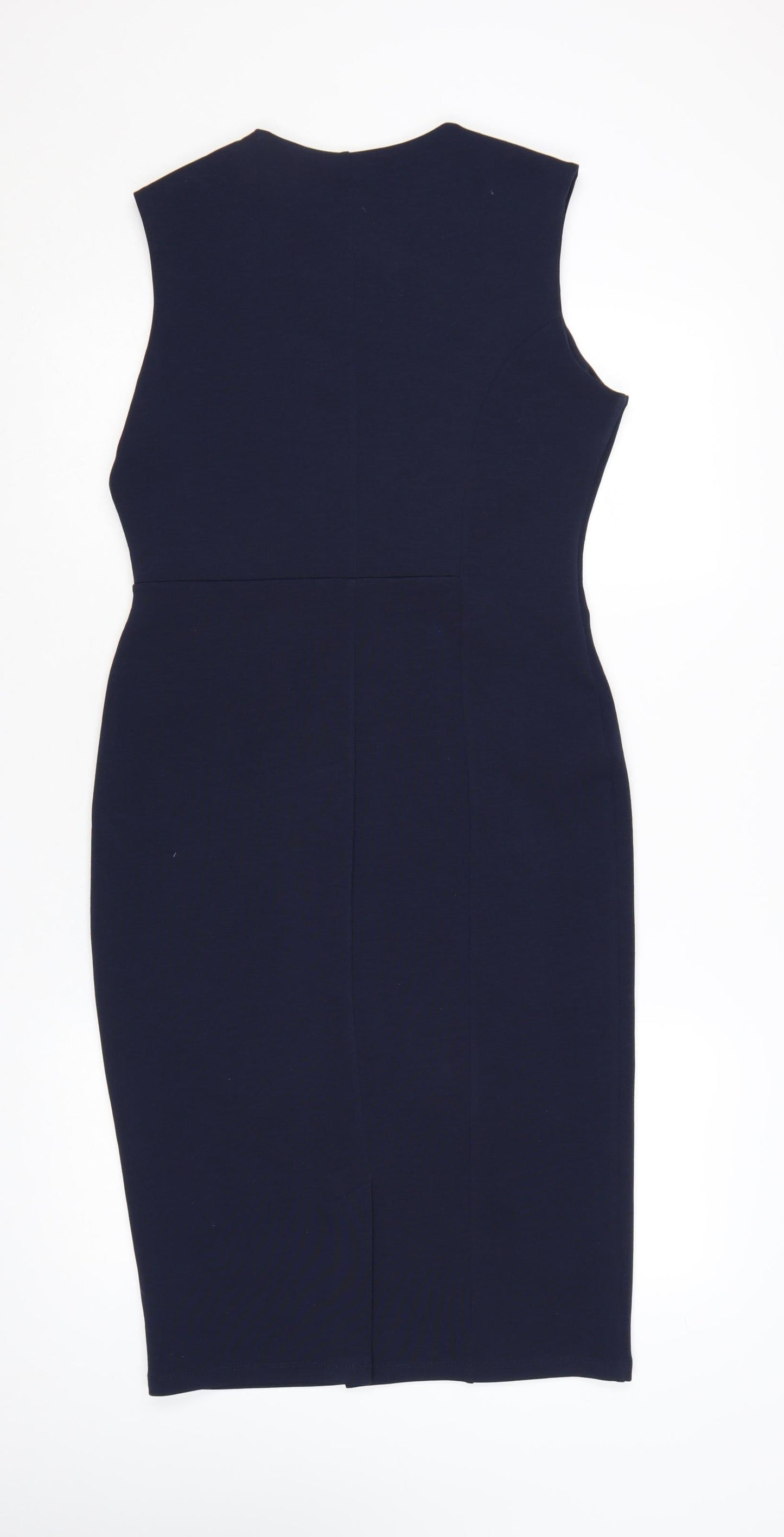 Next Women Blue Size 10 Sheath Ruched Knee Length Sleeveless Dress