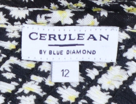Cerulean by Blue Diamond Women's Multicoloured Floral Rayon Tunic Blouse Size 12