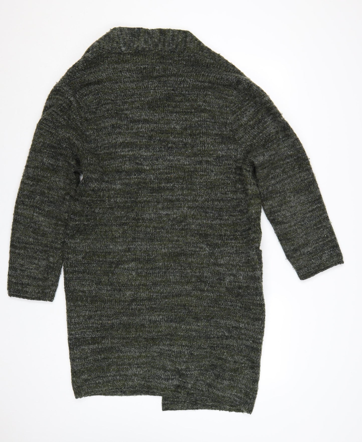 Zara Women Green Knit Open Long Sleeve Cardigan M