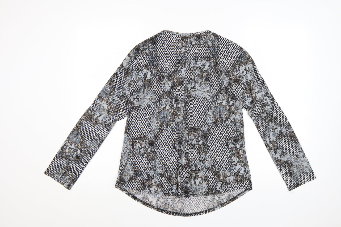 Simon Jeffrey Women's Grey Zip Front Long Sleeve Blouse Size 10
