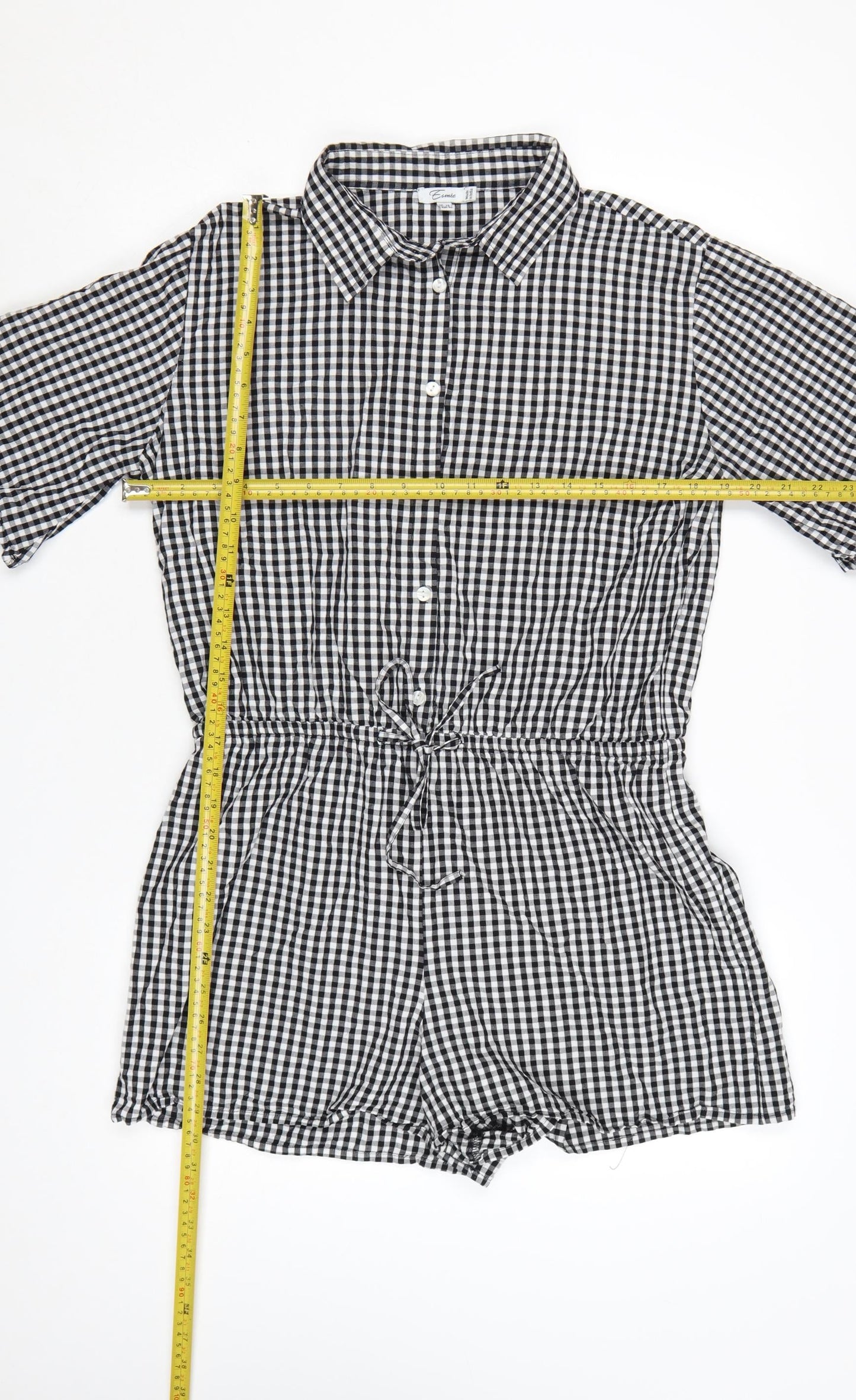 Esmée Women's Black Gingham Cotton Short Sleeve Playsuit UK 12