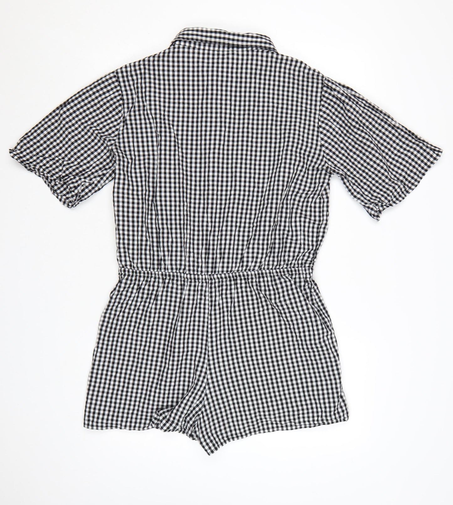Esmée Women's Black Gingham Cotton Short Sleeve Playsuit UK 12