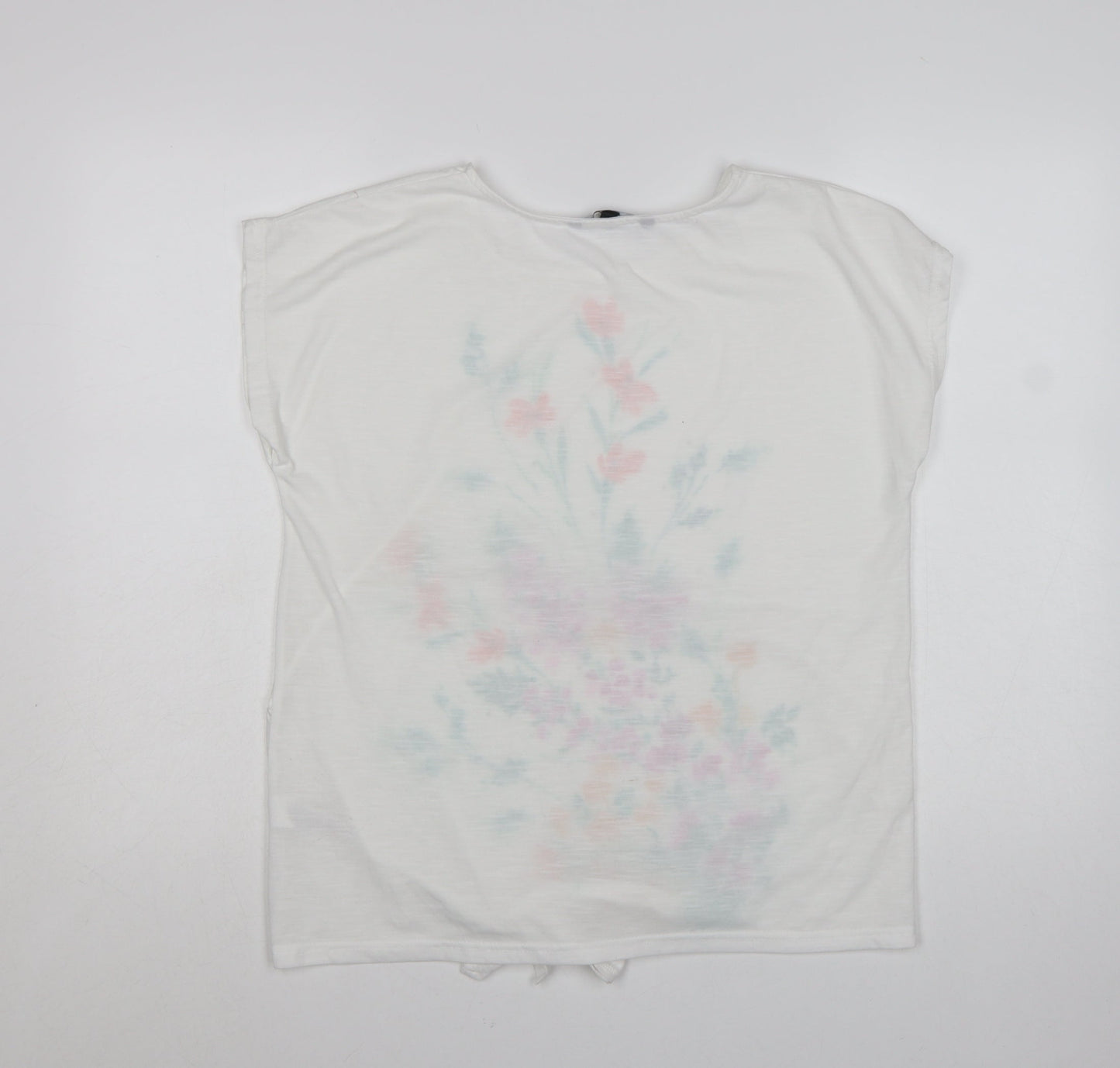 Bonmarché Women's White Floral Print Short Sleeve T-Shirt Size 12