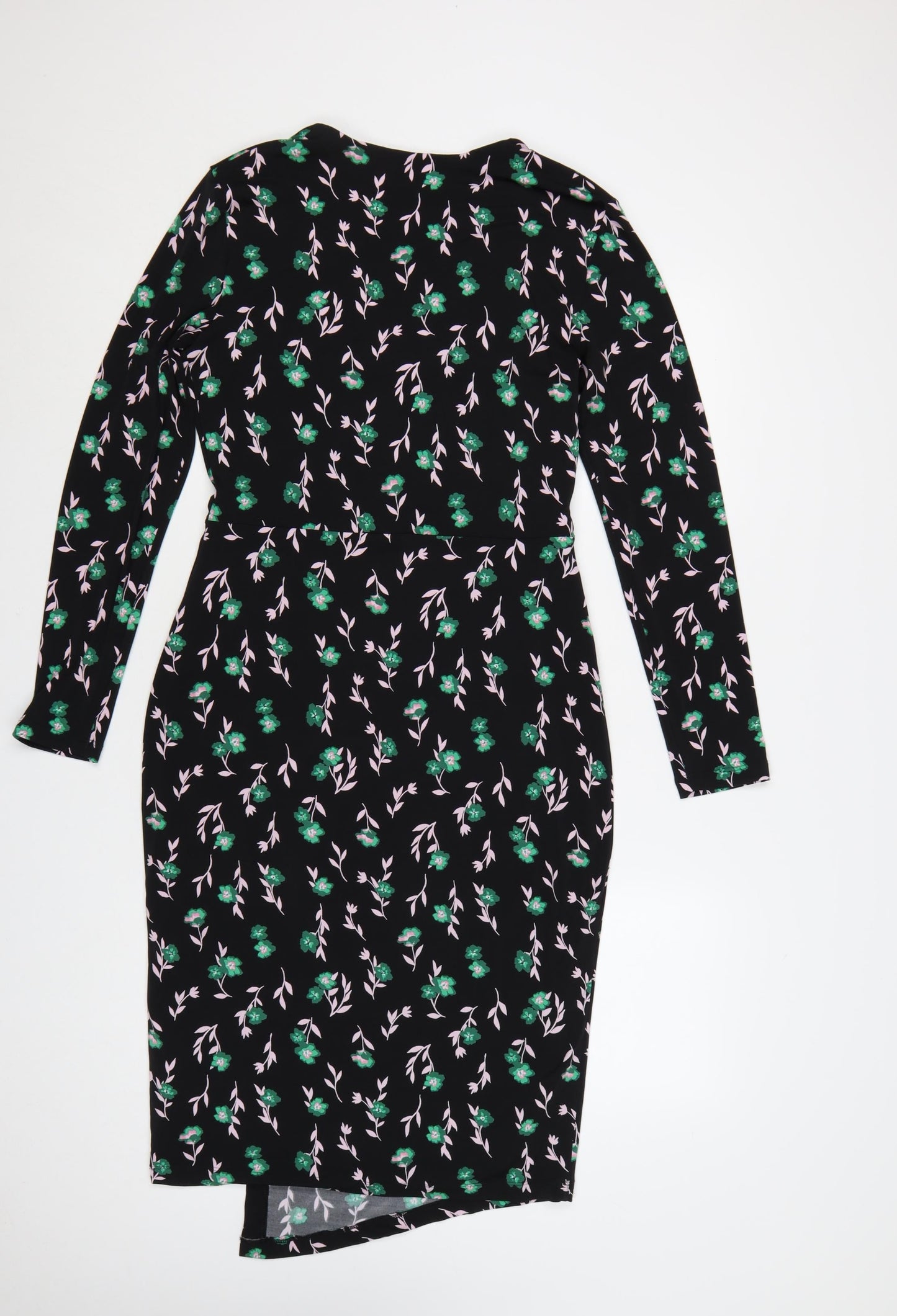 Marks and Spencer Womens Black Floral Bodycon Dress Size 10